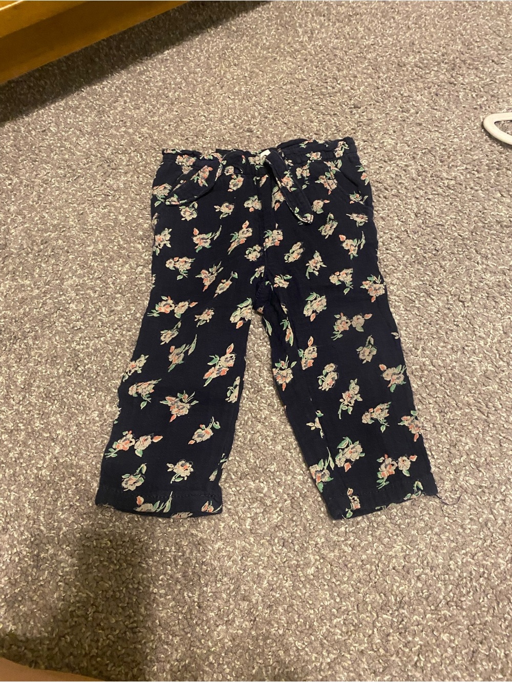GAP Navy Floral Linen Pants